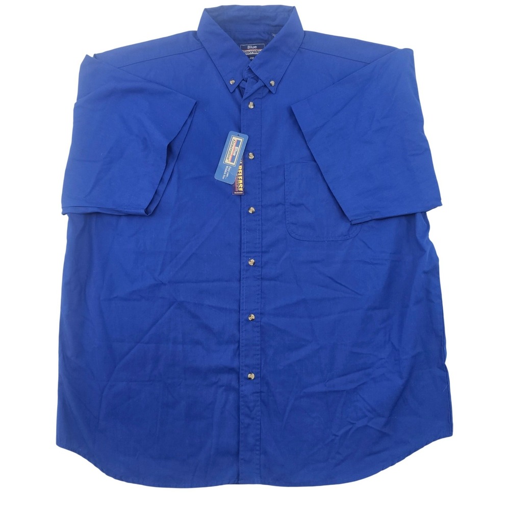 Blue Generation‎ Mens 2XL Royal Blue Short Sleeve Button Down Shirt BG7216 NEW